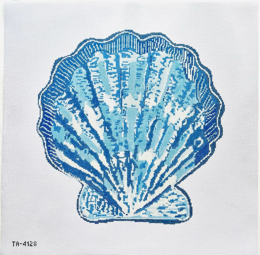 Giant Blue Scallop Pillow Needlepoint Canvas