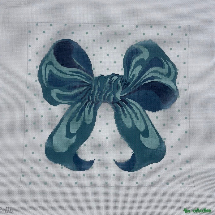 Large Bow - Blue Needlepoint Canvas
