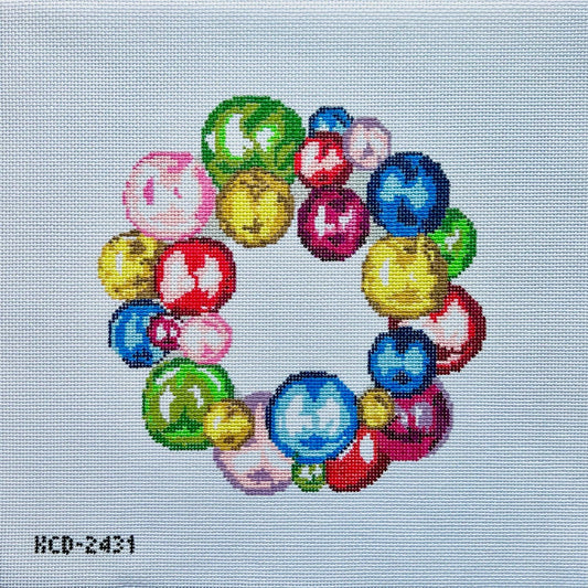 Glass Ornament Wreath Needlepoint Canvas