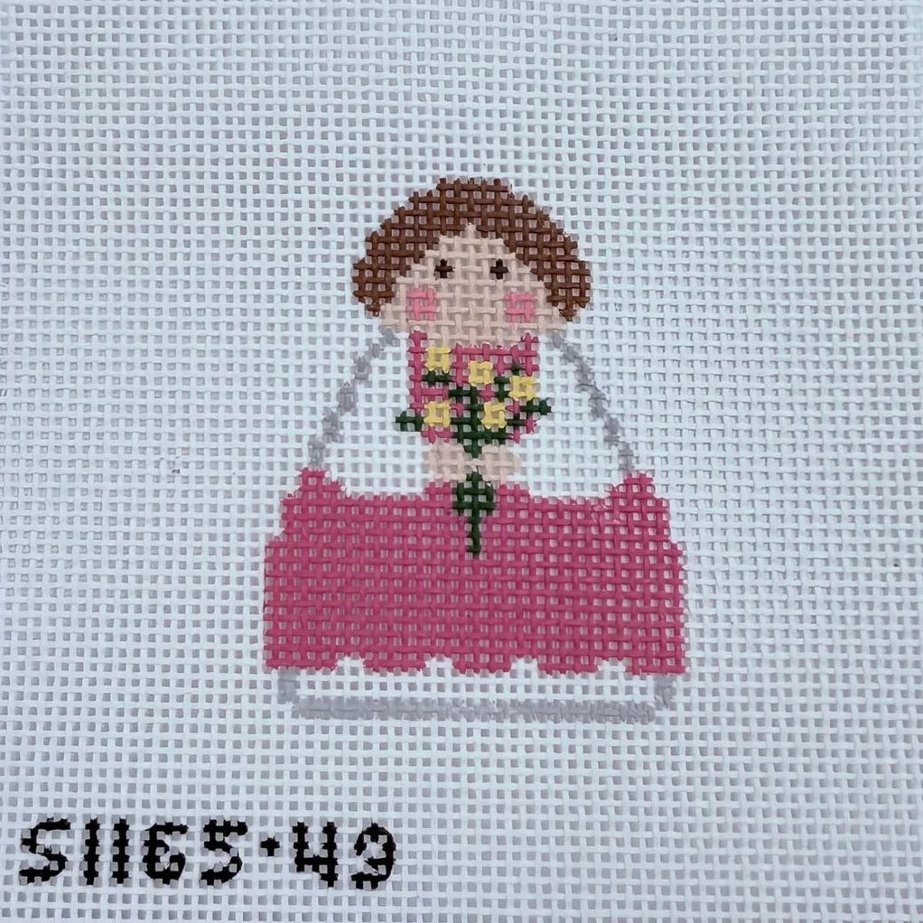 Pink Dress with Flowers Stitch-It Angel Needlepoint Canvas