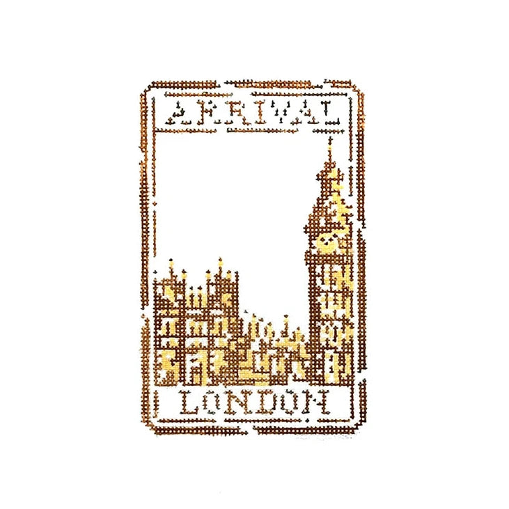 London Passport Stamp Needlepoint Canvas