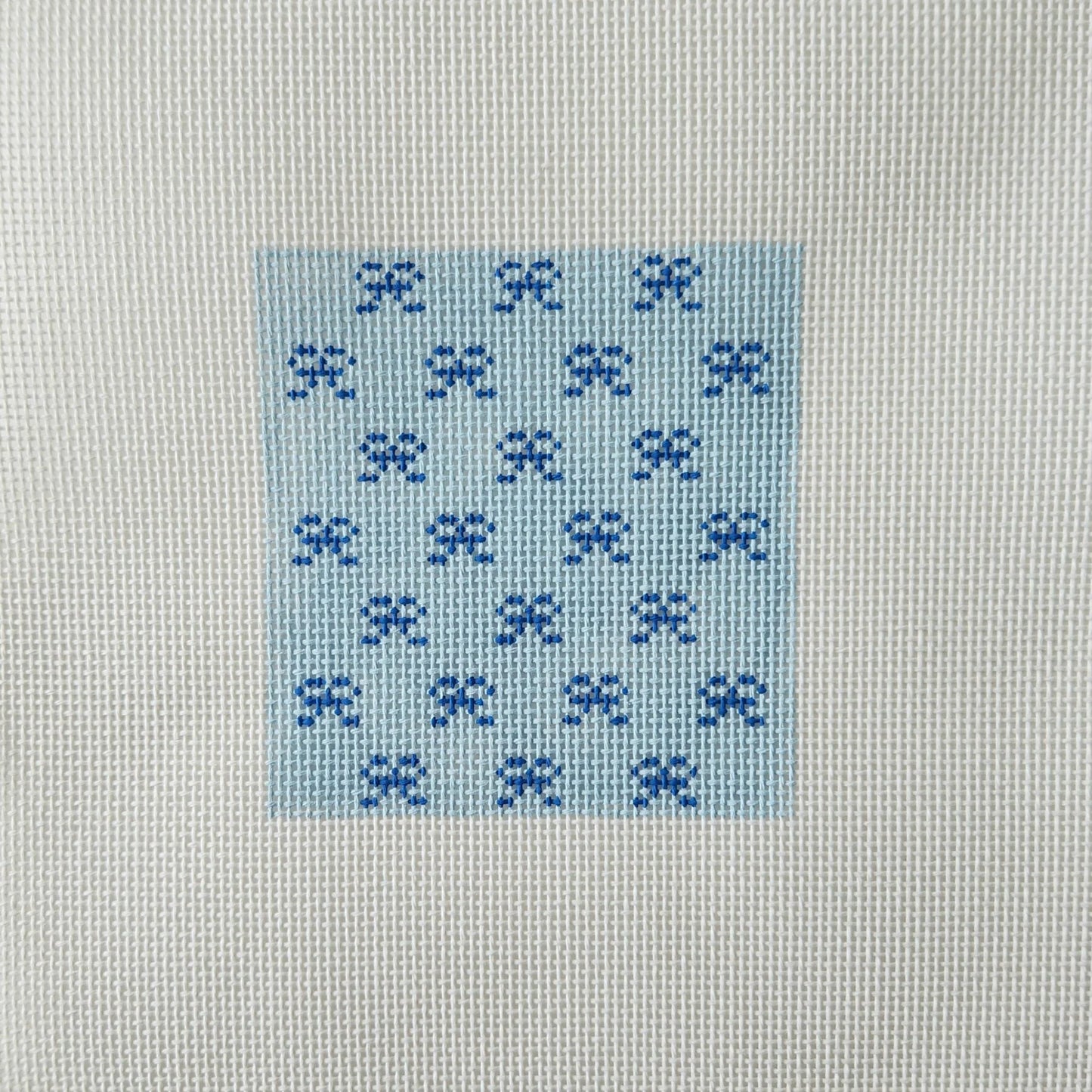 Blue Bows Square Needlepoint Canvas