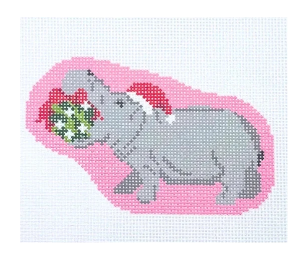 Holiday Hippo Needlepoint Canvas