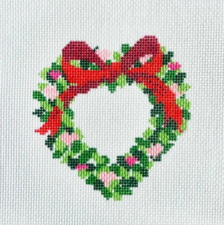 Valentine with Hearts Wreath Needlepoint Canvas