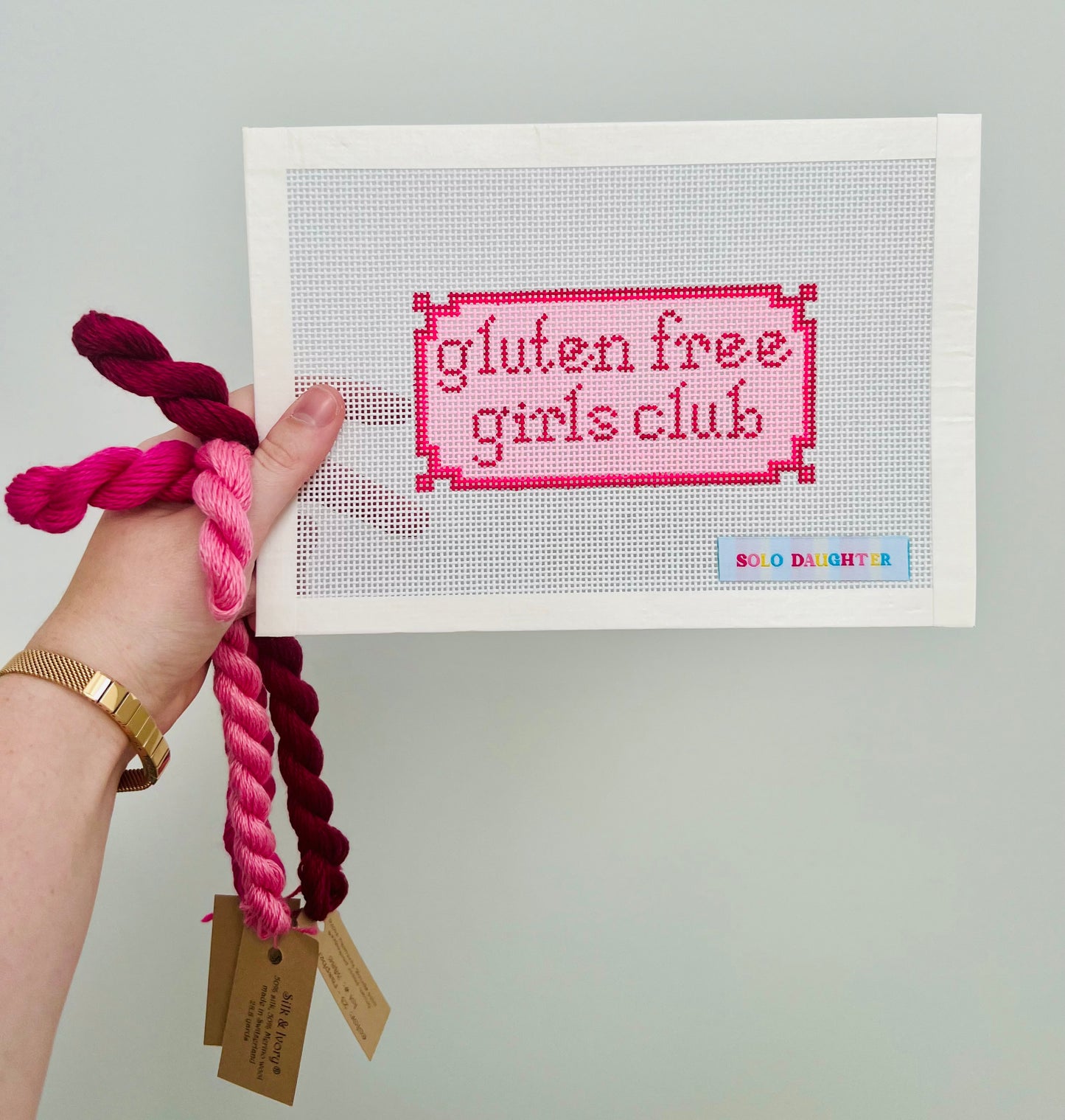 Pink Gluten Free Girls Club Needlepoint Canvas