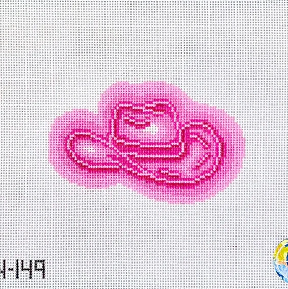 Neon Cowgirl Hat Sign Needlepoint Canvas
