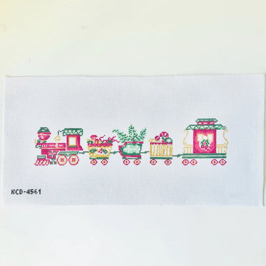 Christmas Train Bolster Pillow Needlepoint Canvas