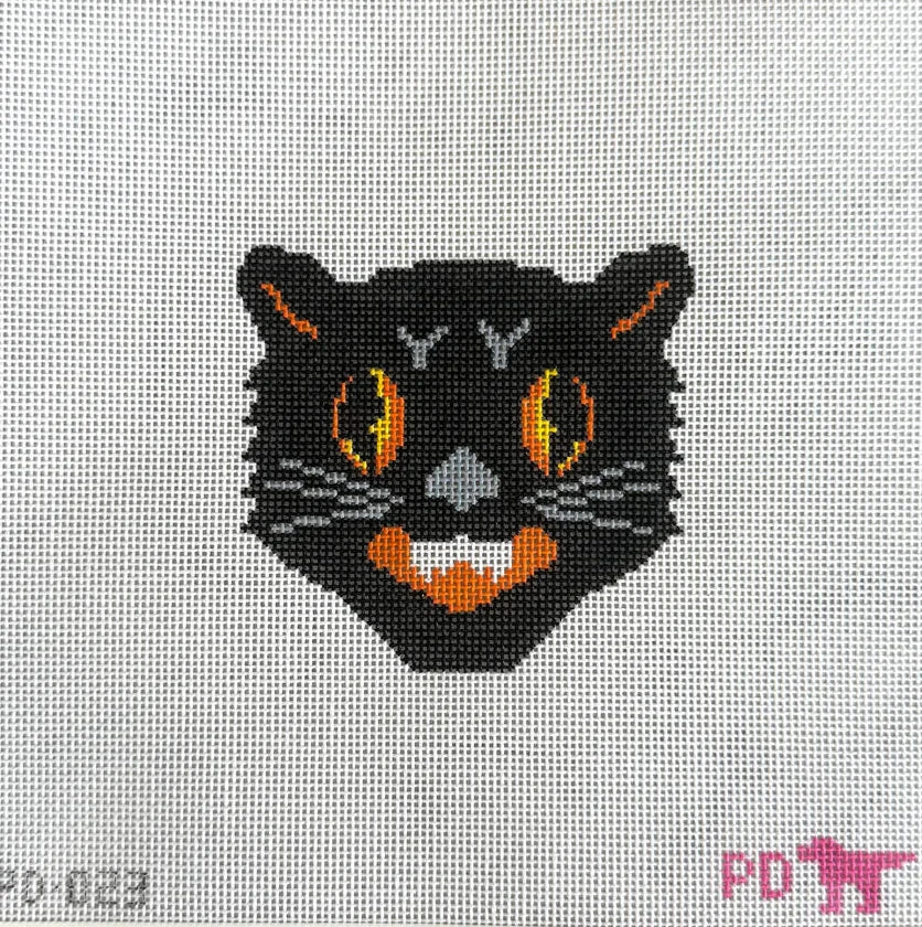 Halloween Cat Face Needlepoint Canvas