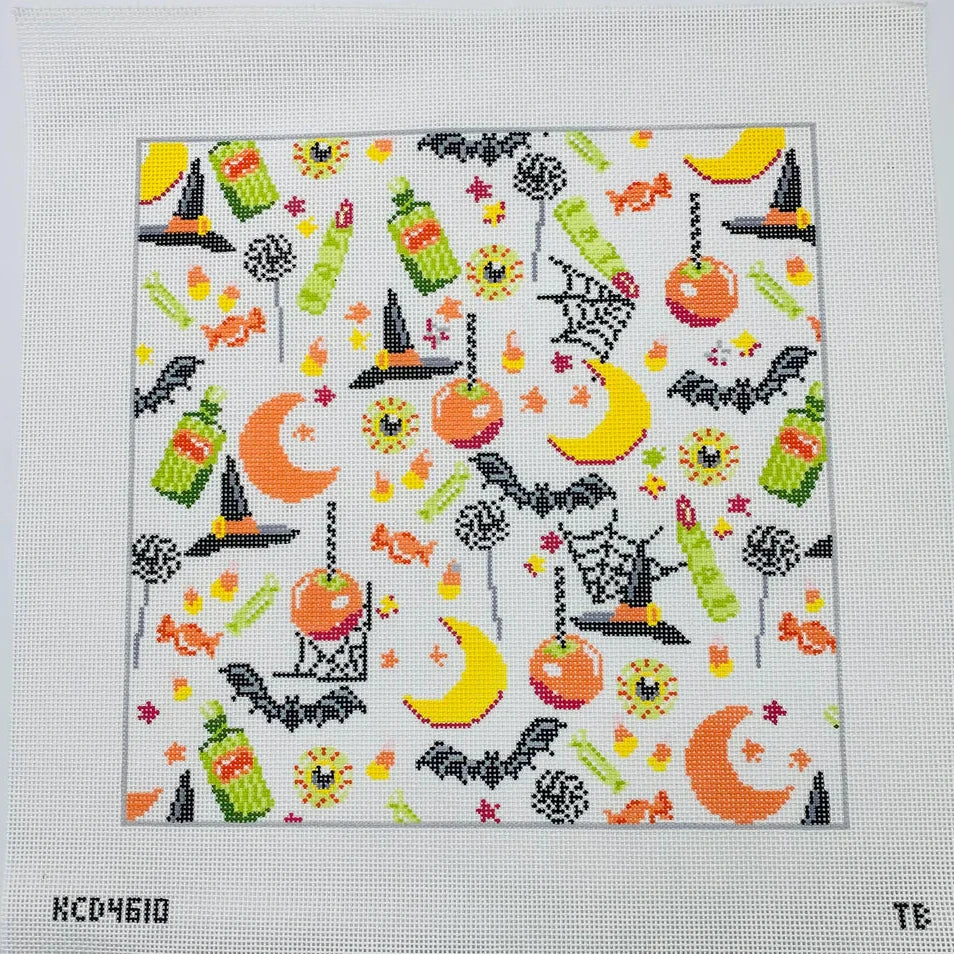 Halloween Collage Pillow Needlepoint Canvas