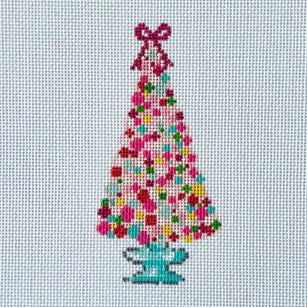 Pink Ornament Tree Needlepoint Canvas