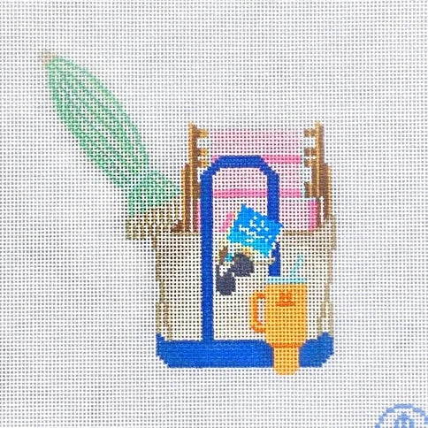 Reading on the Beach Boat Tote Needlepoint Canvas