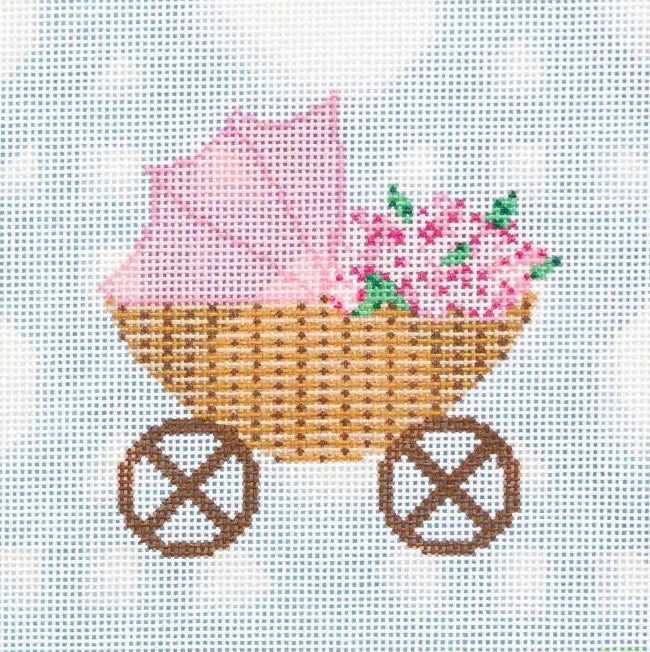 Pink Baby Carriage Needlepoint Canvas