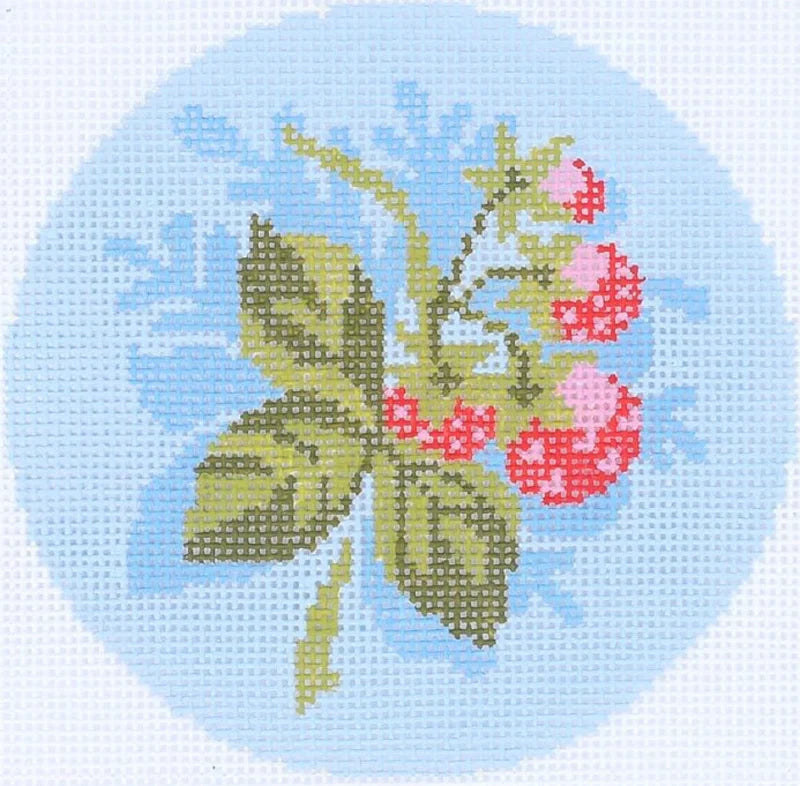 Strawberries Round Needlepoint Canvas