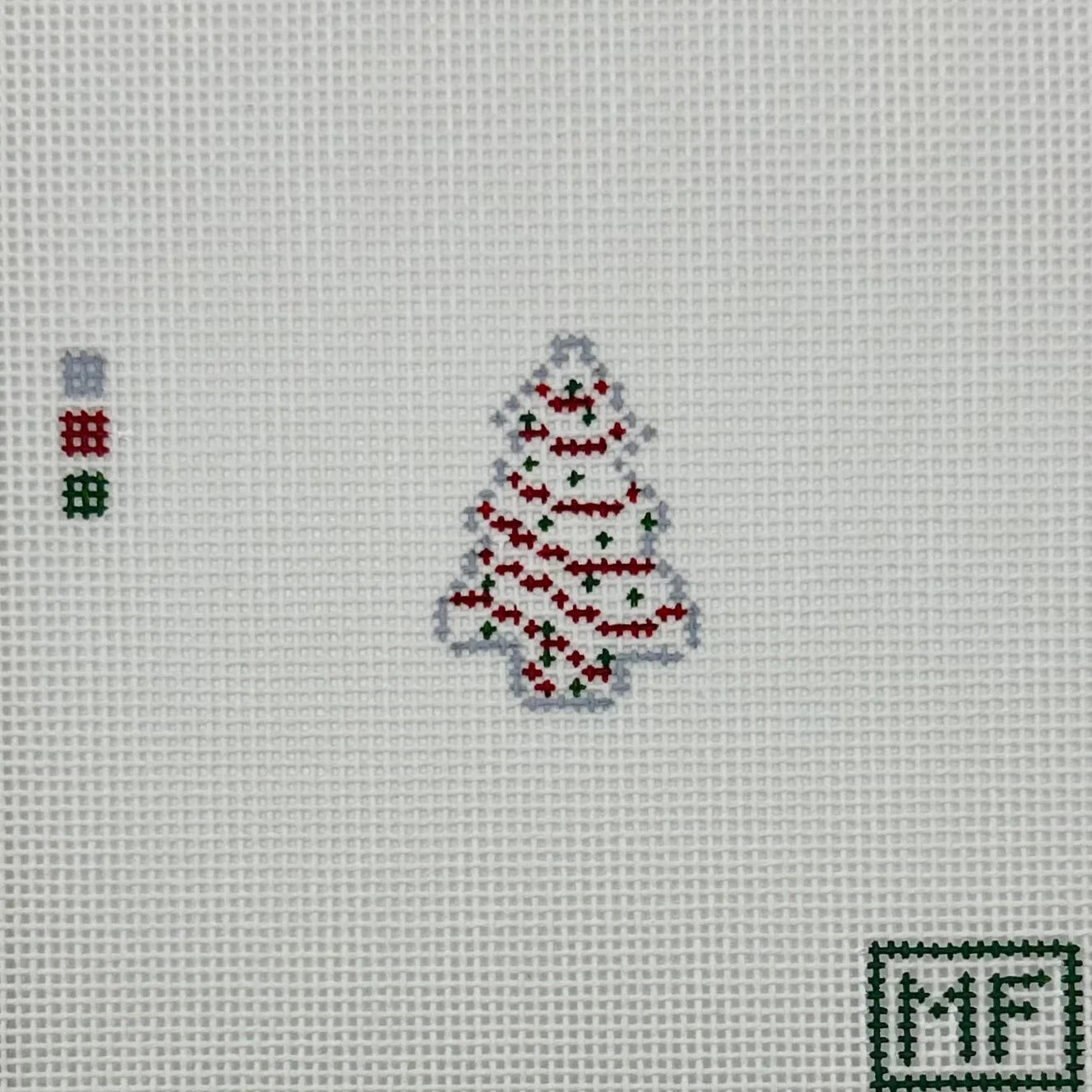 Mini Red & White Tree Needlepoint Canvas