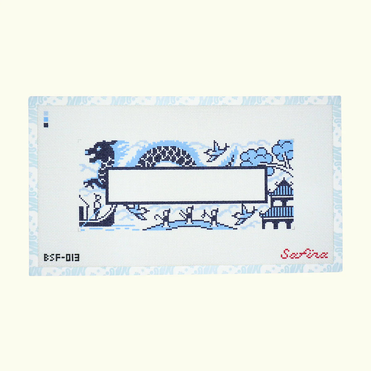 Large Blue Willow Chinoiserie Needlepoint Canvas
