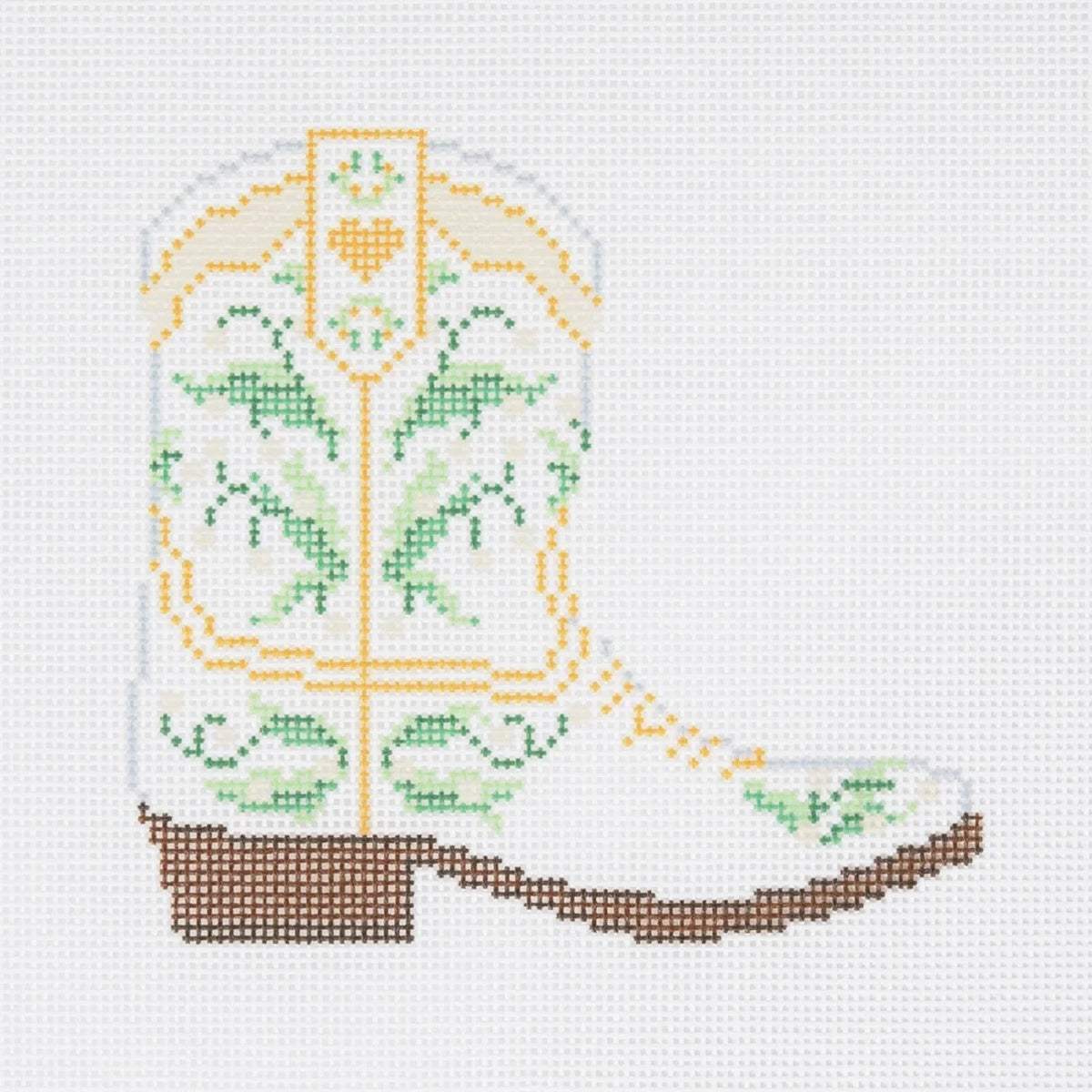 Bride Cowboy Boot Needlepoint Canvas