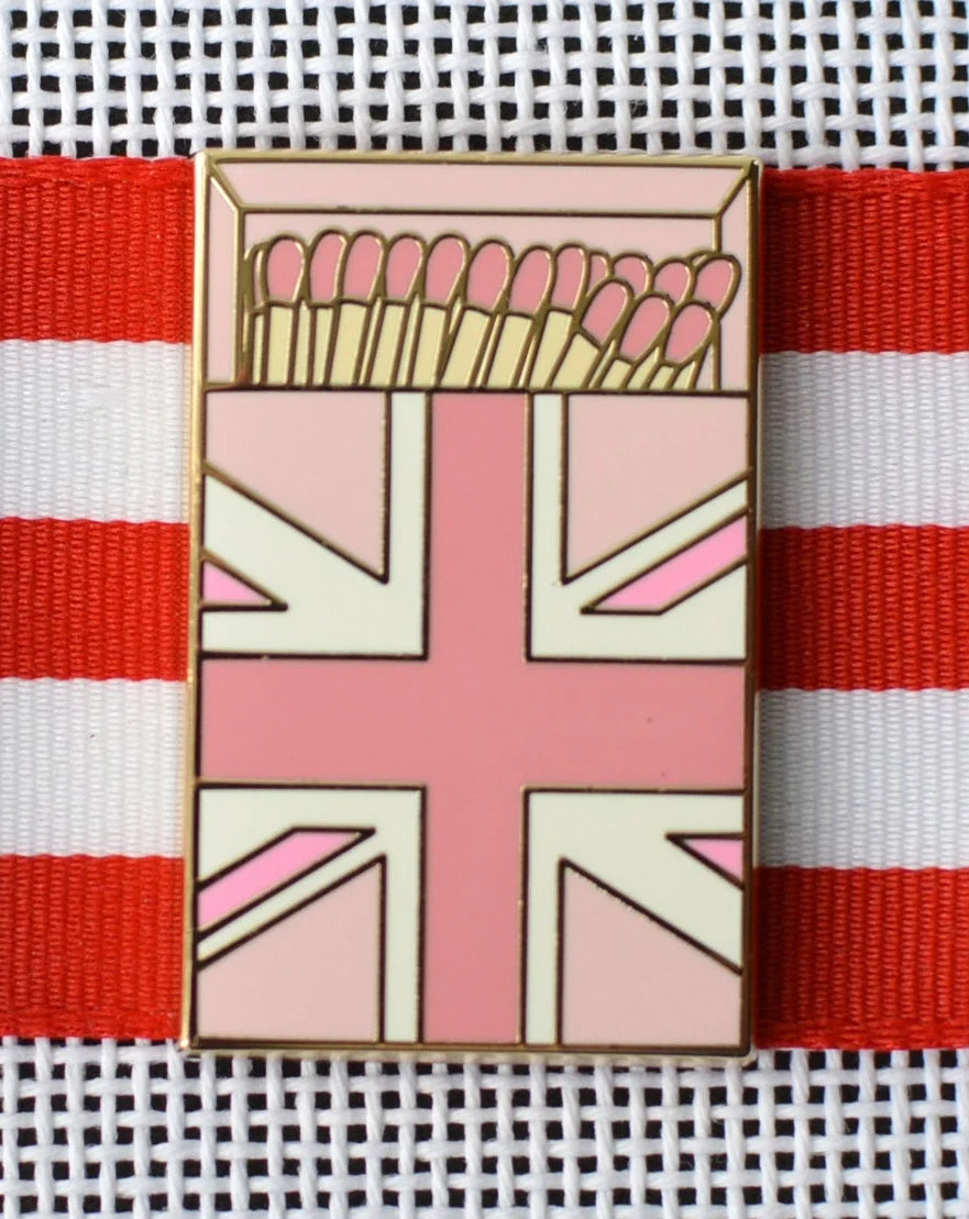 Pink British Flag Matchbox Needle Minder