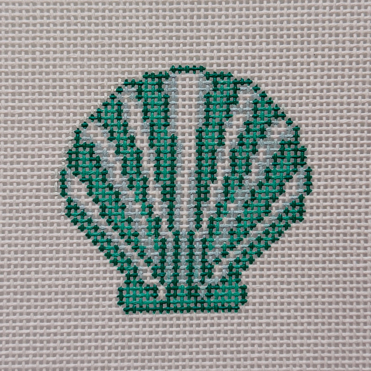 Small Green Seashell Needlepoint Canvas