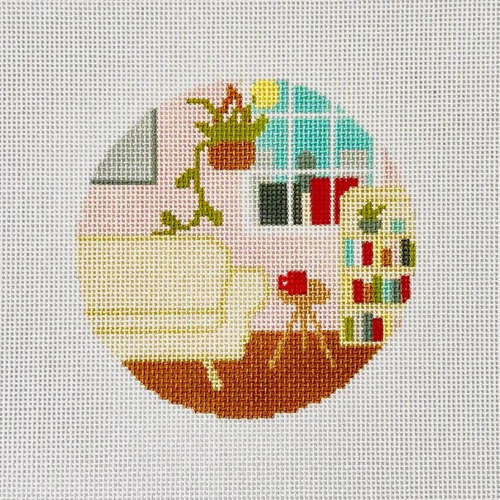 City Apartment Round Needlepoint Canvas