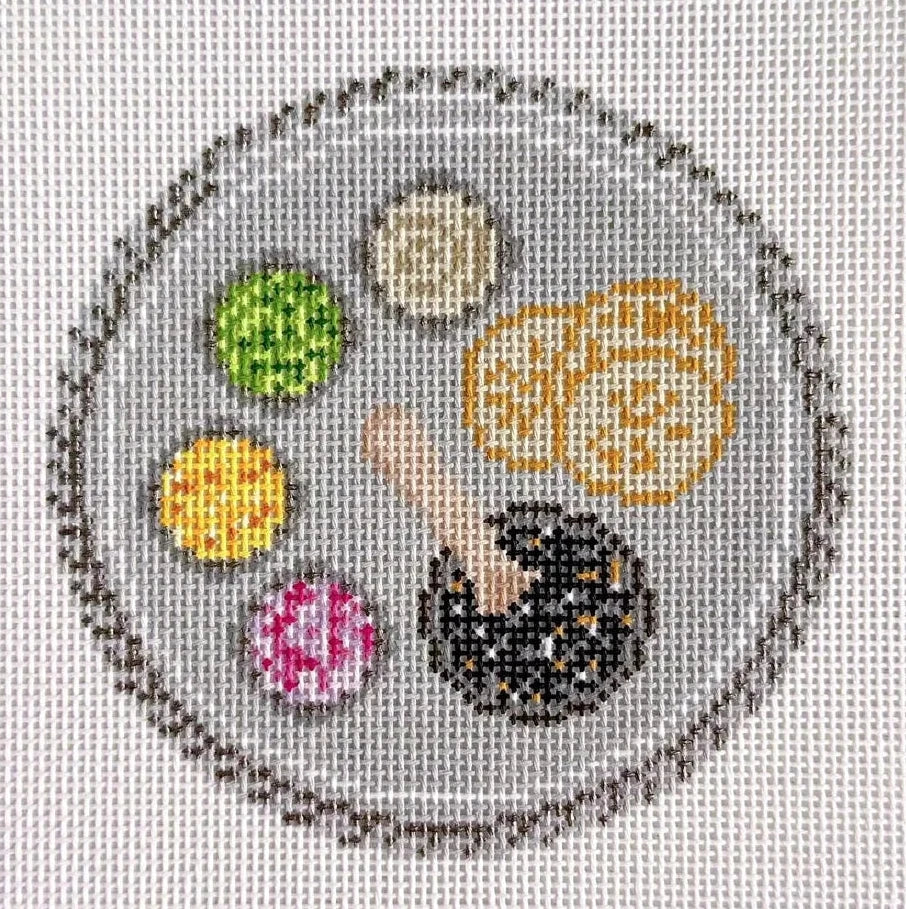 Caviar Tray Round Needlepoint Canvas
