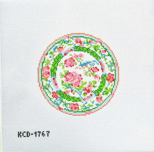 Chinoserie Plate Round Needlepoint Canvas