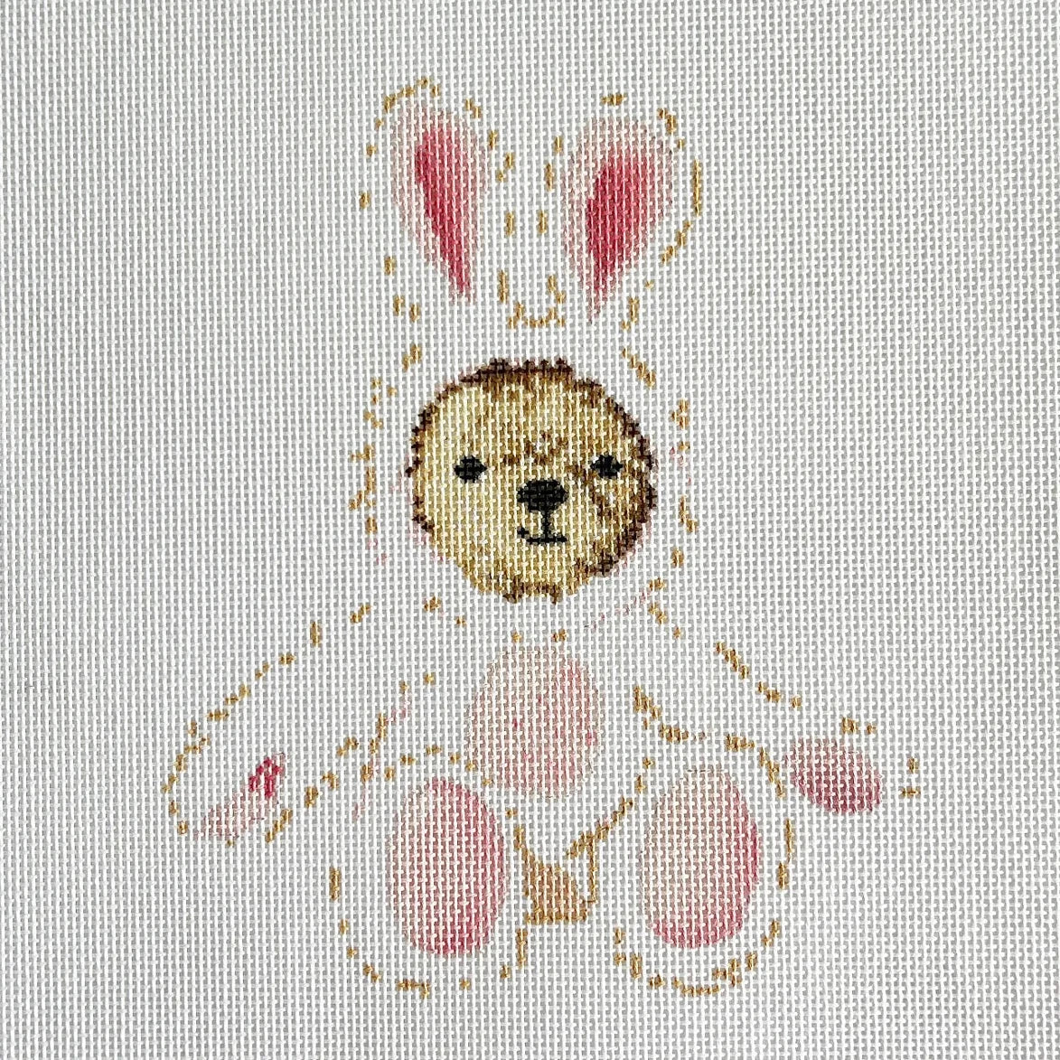 Pink Bunny Bear Needlepoint Canvas