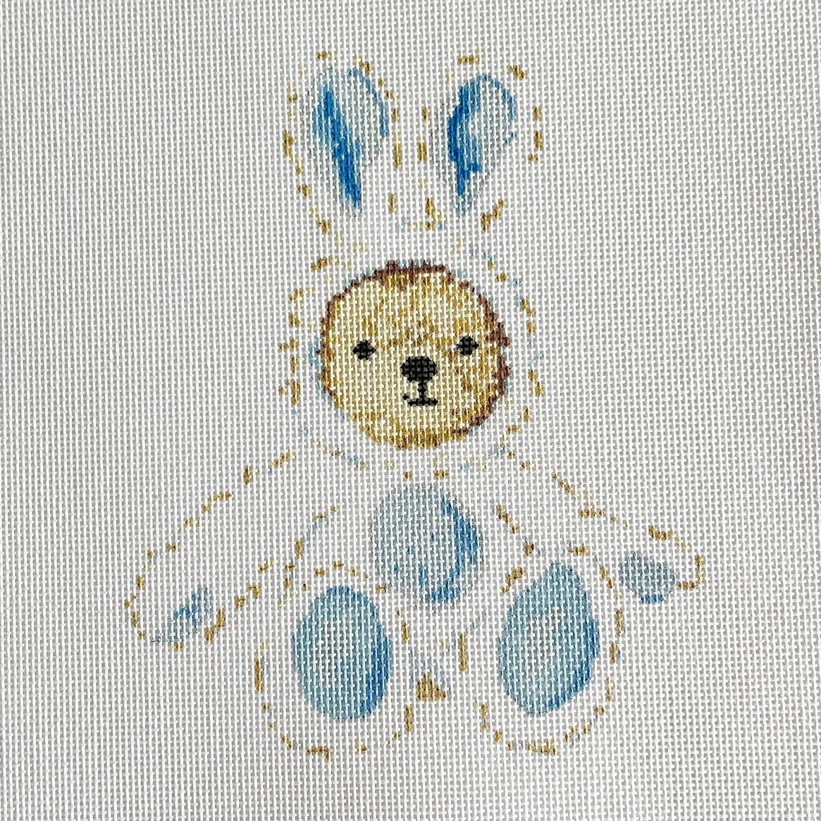 Blue Bunny Bear Needlepoint Canvas
