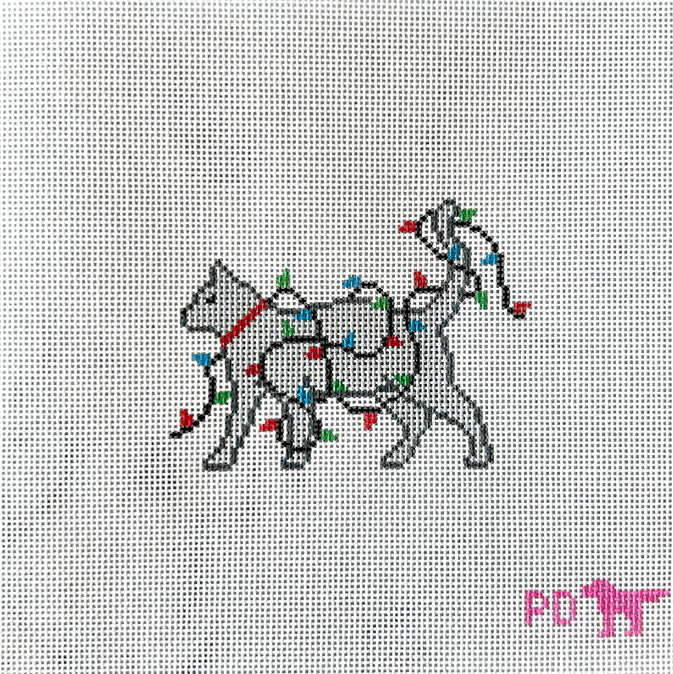 Cat in Lights Needlepoint Canvas