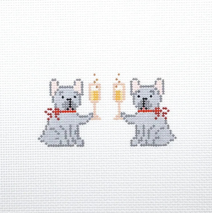 Drinking Buddies - French Bulldog Needlepoint Canvas