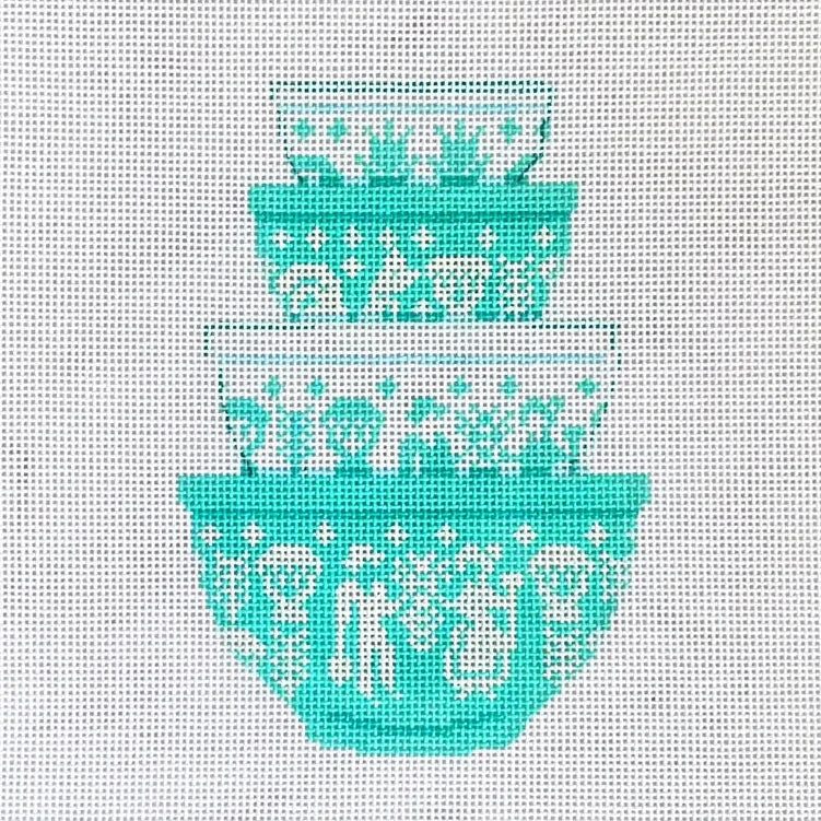 Vintage Mixing Bowls - Butterprint Green Needlepoint Canvas