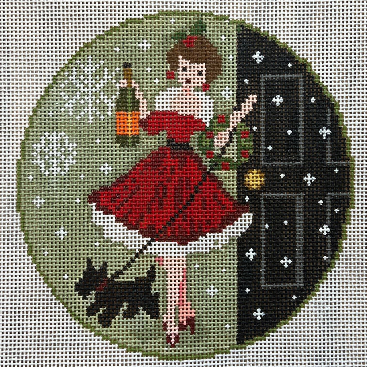 Betty Loves Bubbles Round Needlepoint Canvas and Stitch Guide