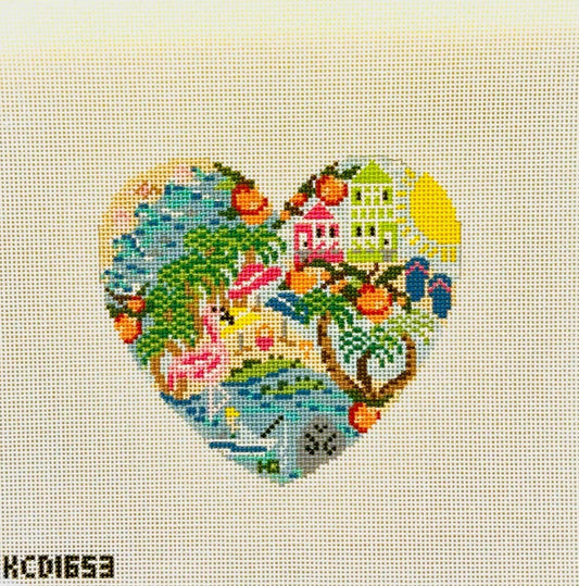Florida Heart Needlepoint Canvas