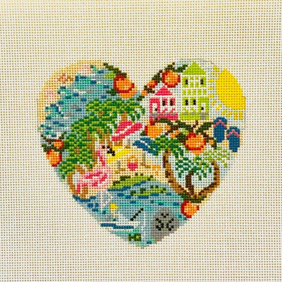 Florida Heart Needlepoint Canvas