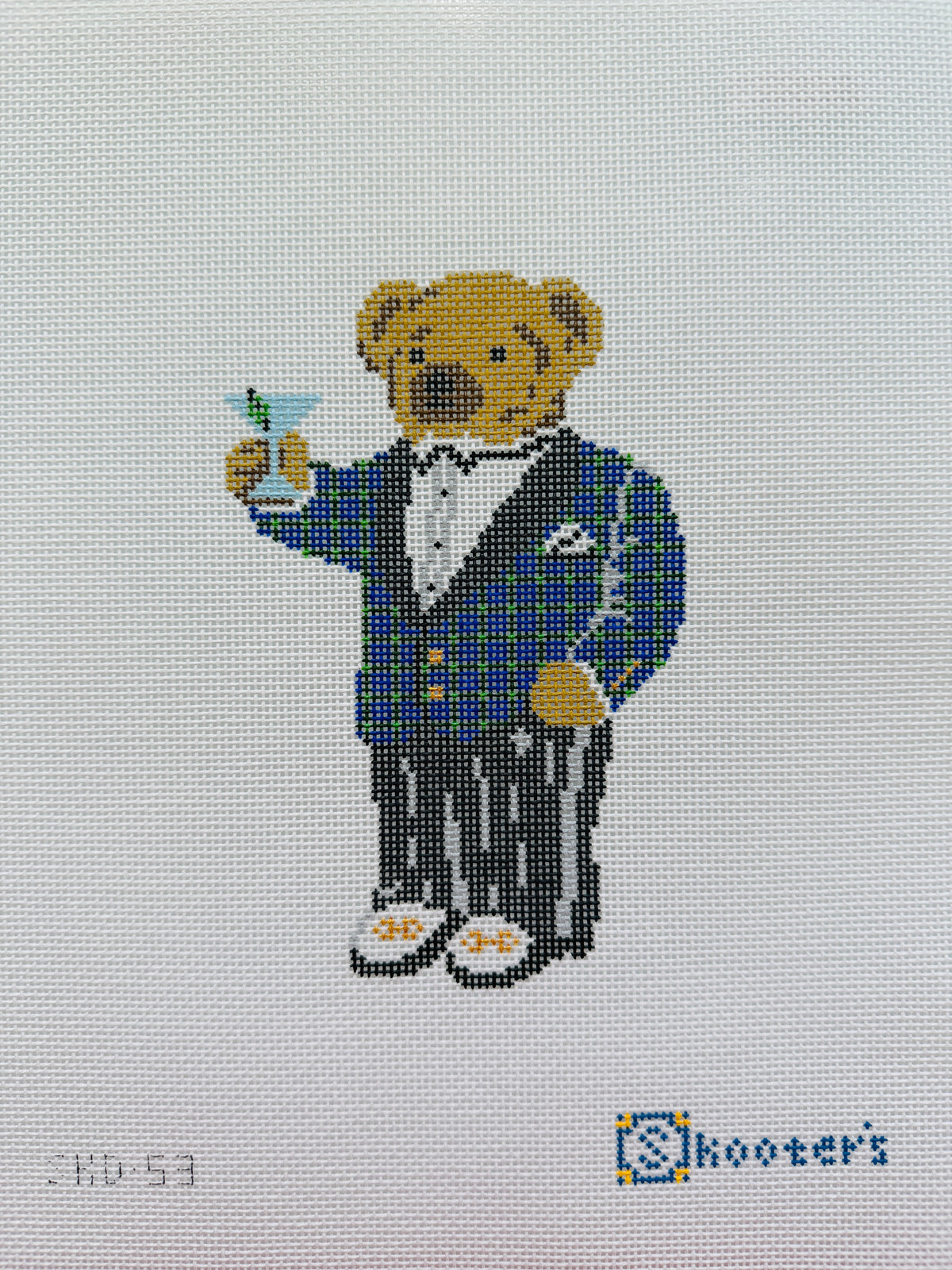 Martini Bear Needlepoint Canvas