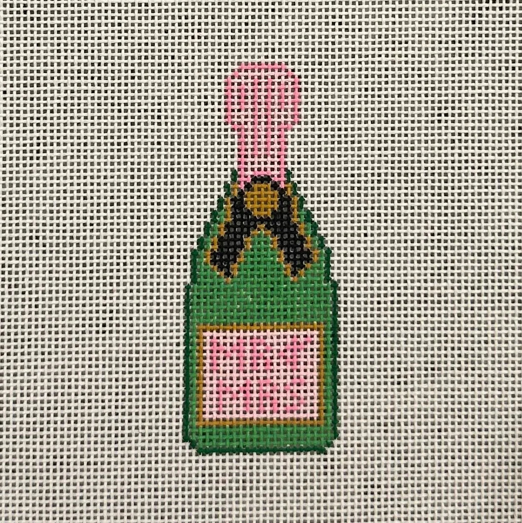Pink Mini Mr. and Mrs. Mini Champagne Bottle Needlepoint Canvas