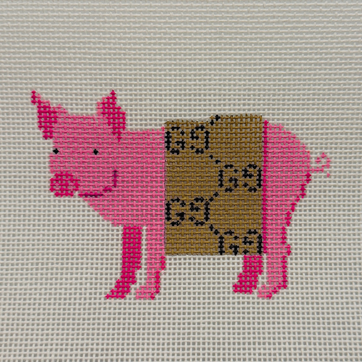 Pig in a GG Blanket Needlepoint Canvas