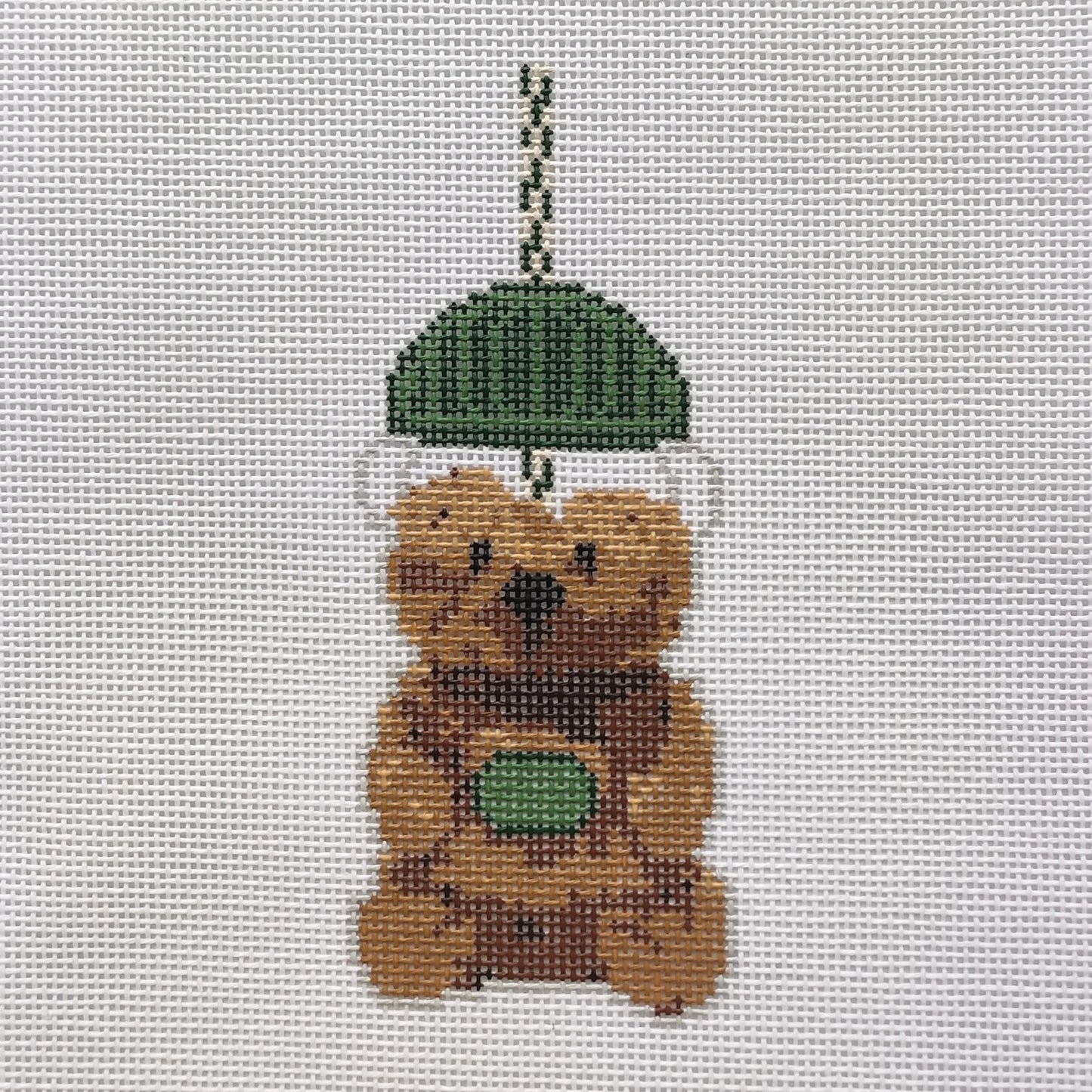Teddy Bear Iced Coffee Needlepoint Canvas