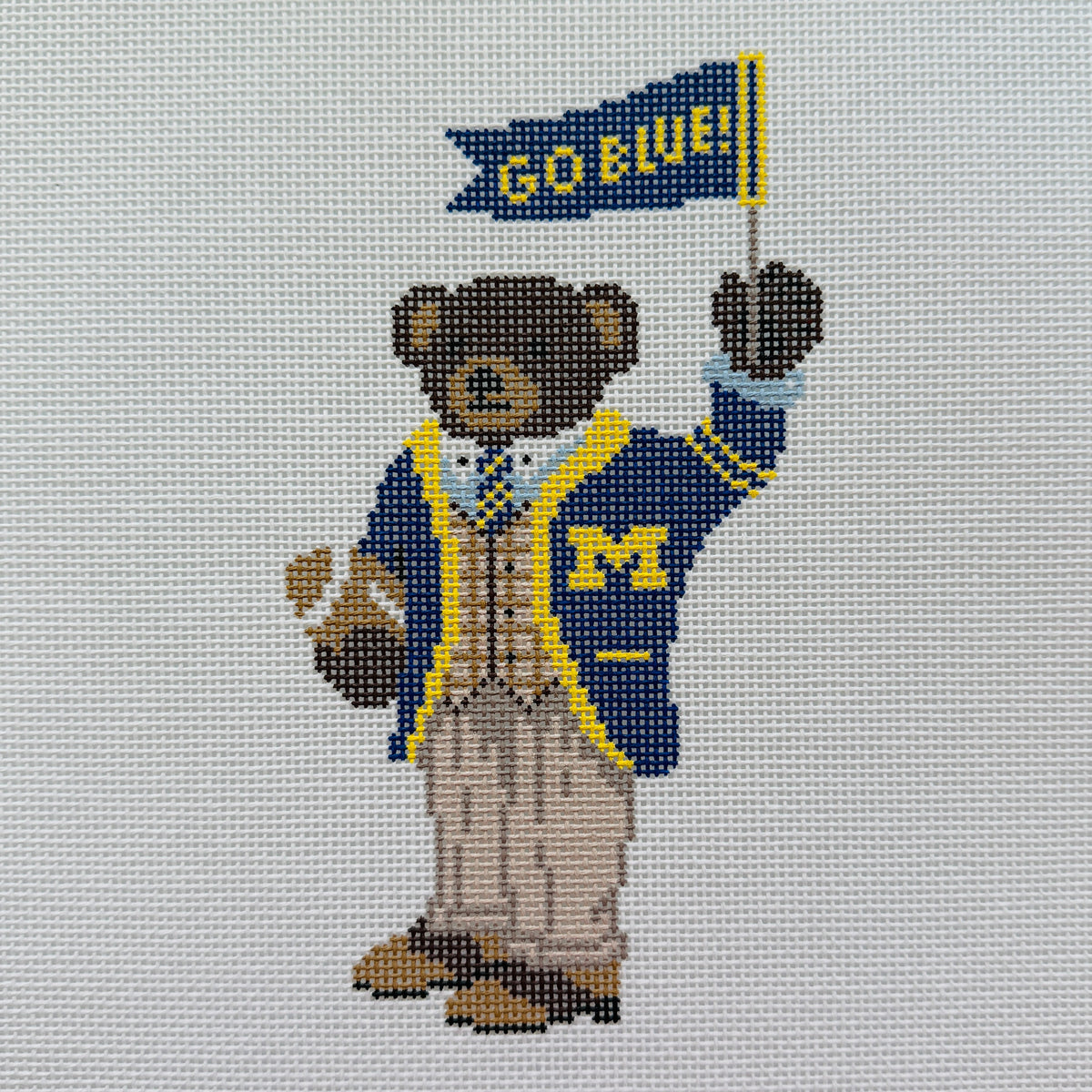 Michigan Pennant Bear Needlepoint Canvas
