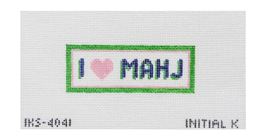 I Heart Mahj Bag Tag Needlepoint Canvas