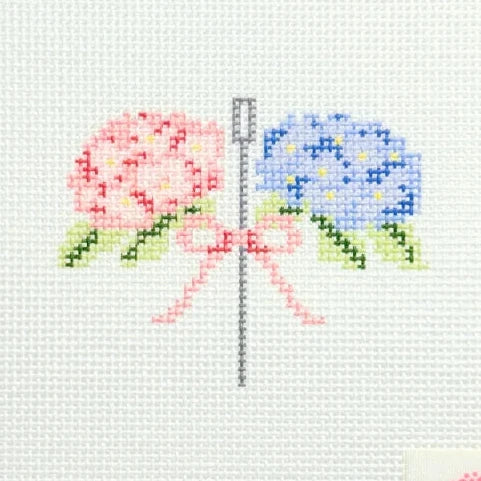 Hydrangea with Needle and Bow Needlepoint Canvas