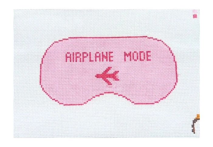 Pink Airplane Mode Eye Mask Needlepoint Canvas