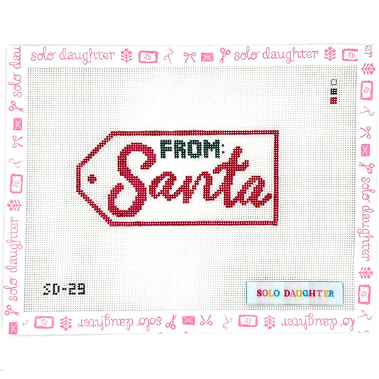 From Santa Gift Tag Needlepoint Canvas
