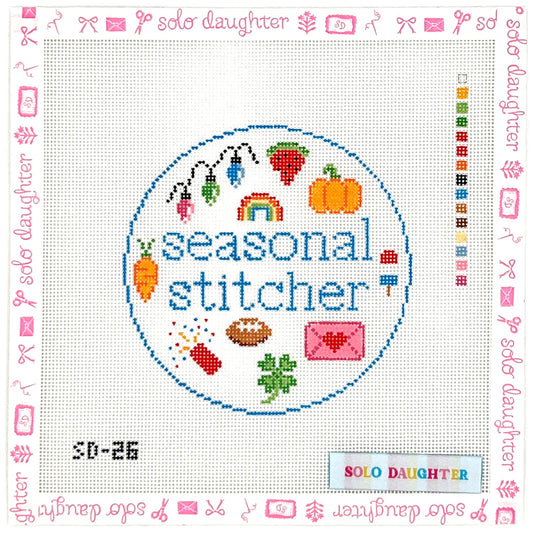 Seasonal Stitcher Round Needlepoint Canvas