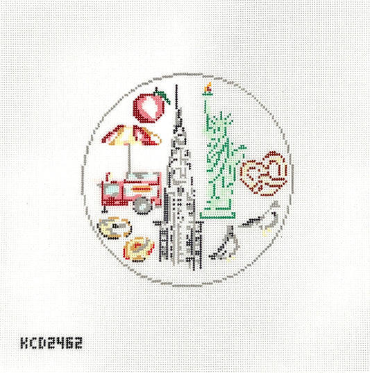 NYC Icons Round Needlepoint Canvas