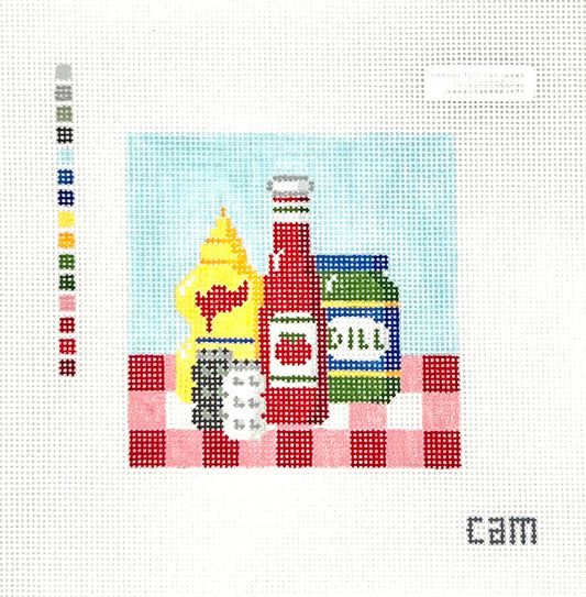 Picnic Condiments Needlepoint Canvas