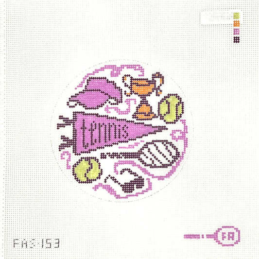 Tennis Toile Round Needlepoint Canvas