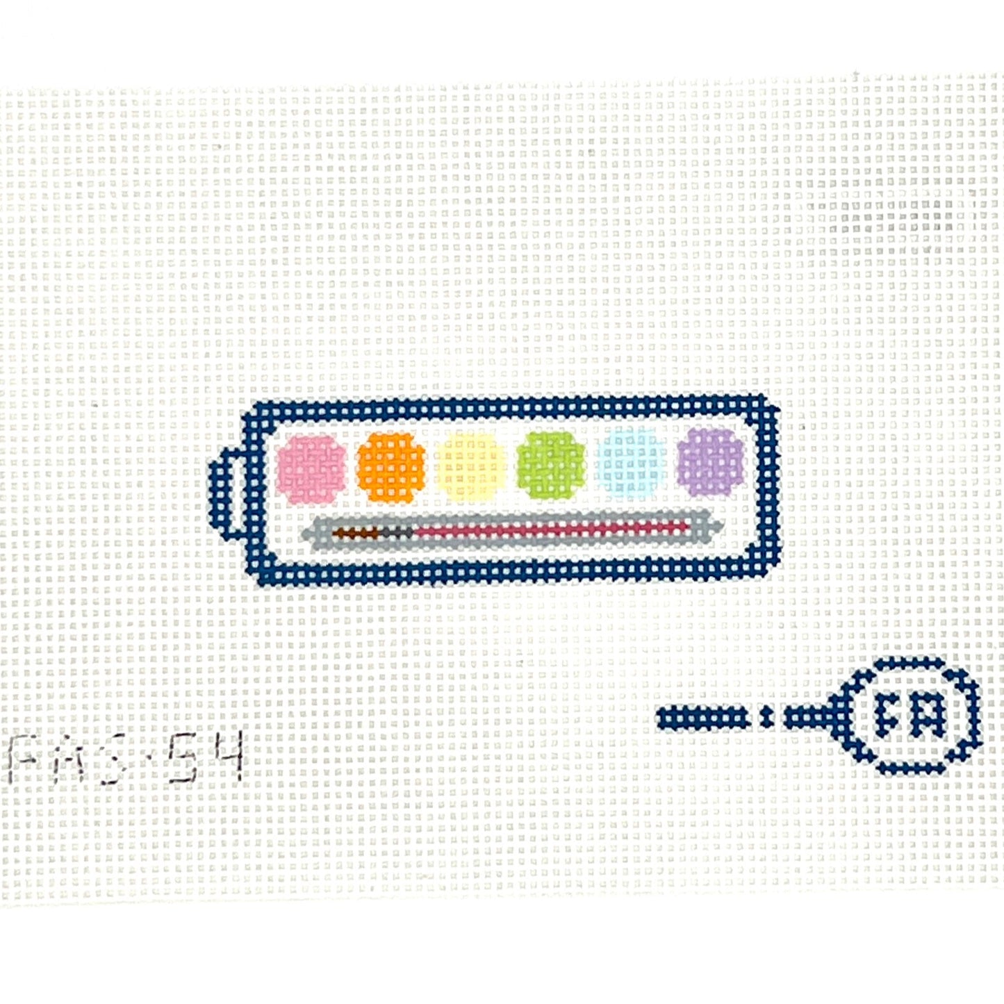 Mini Watercolor Palette Needlepoint Canvas