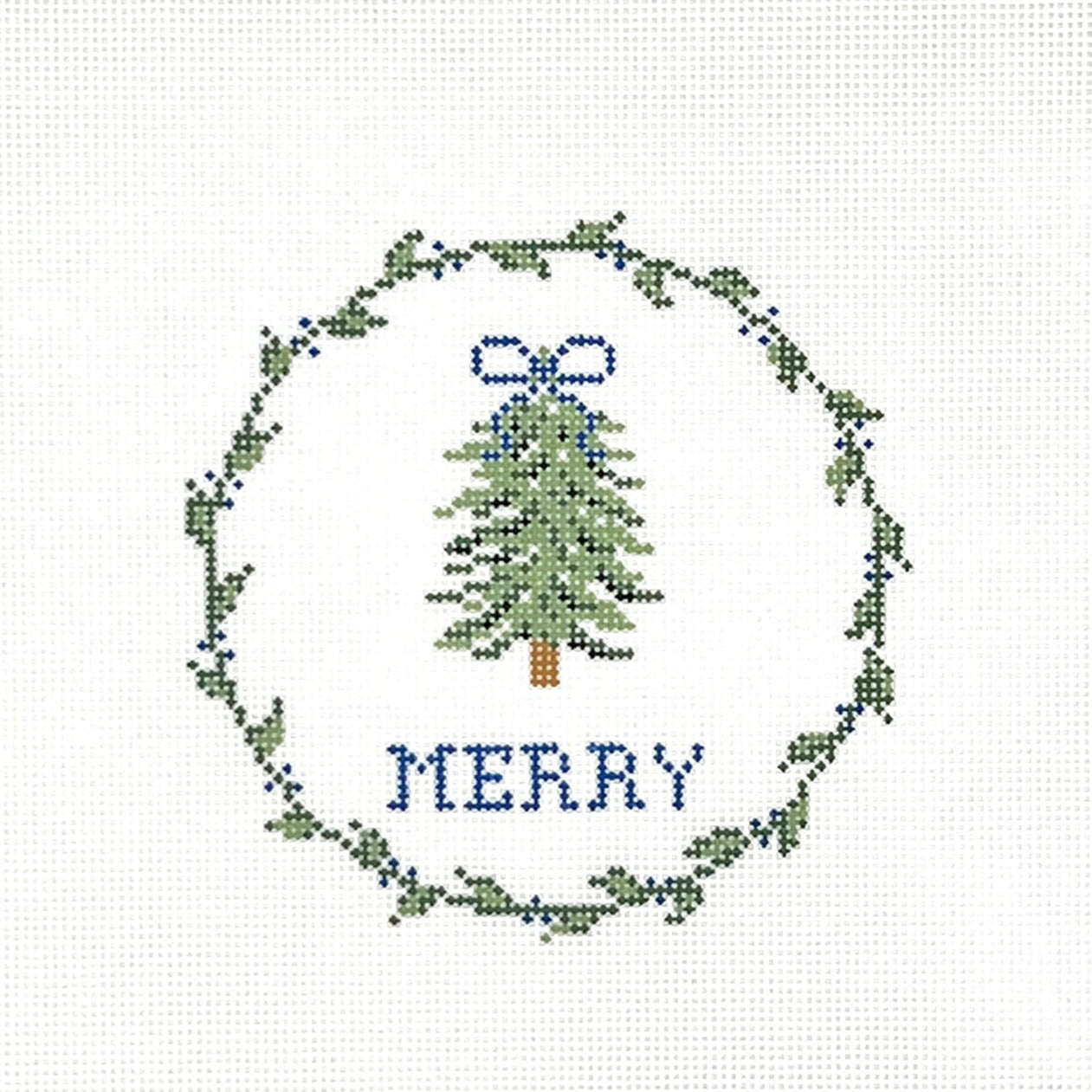 Merry Bow Tree Needlepoint Canvas