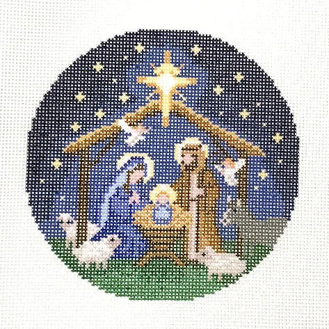 Nativity Round Needlepoint Canvas
