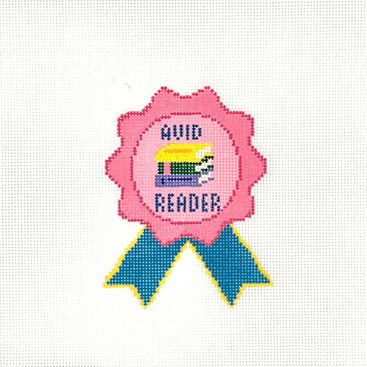Avid Reader Ribbon Needlepoint Canvas